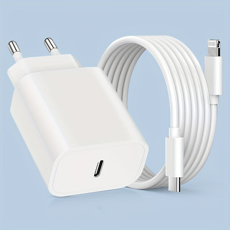 10W USB-C tez zaryadlovchi uchun iPhone iPad Android Yevropa rozetkasi Oq Sayohatga tayyor