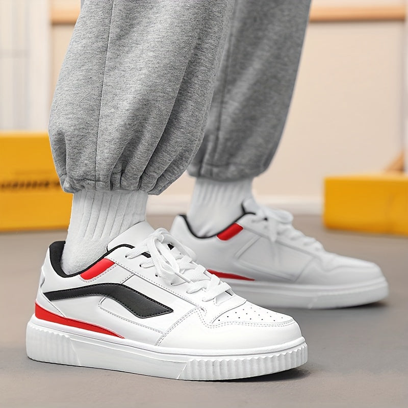 Универсальные белые кроссовки на шнуровке с дышащей сетчатой подкладкой, прочным верхом из ПУ и стелькой из ЭВА для всех сезонов.