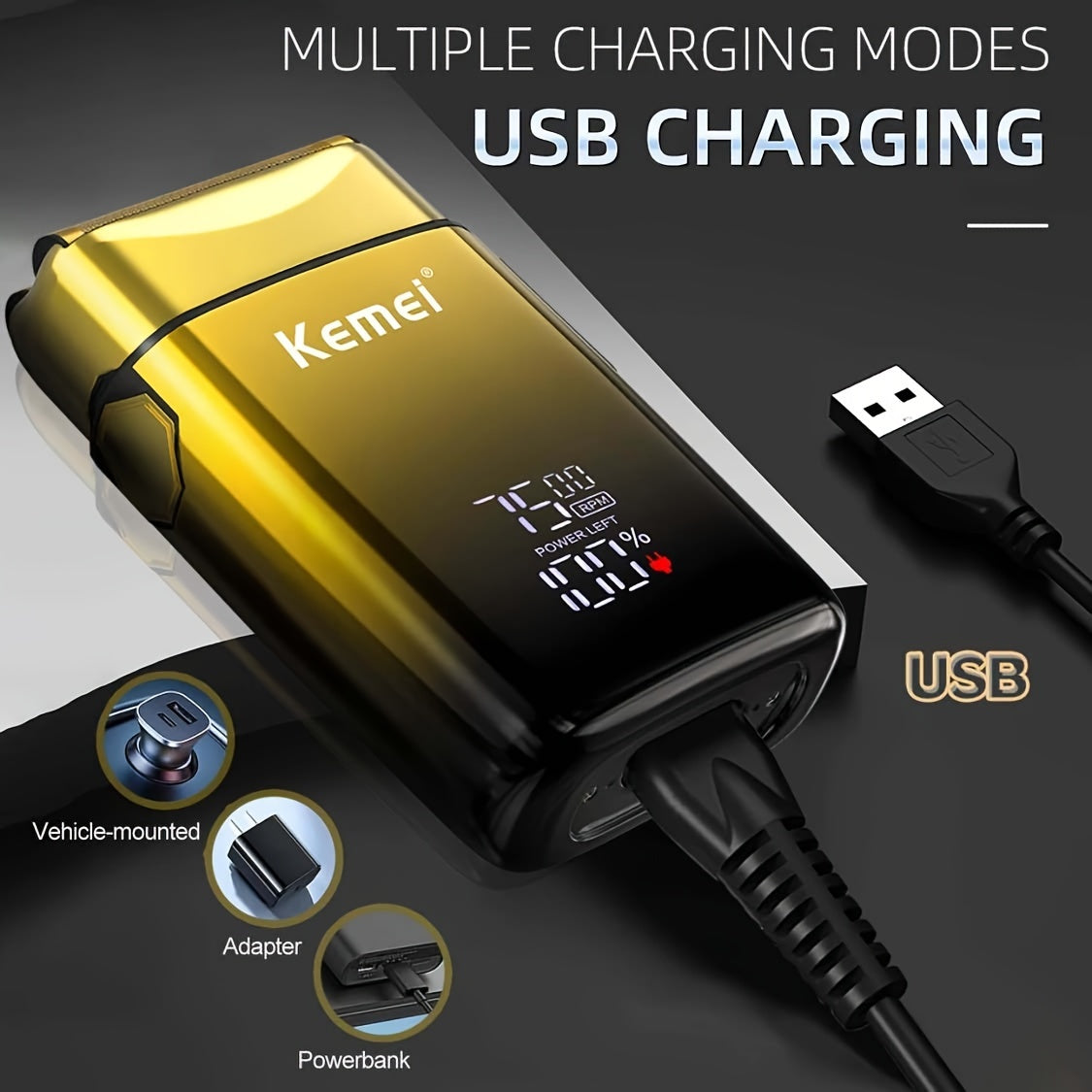 Afeitadora eléctrica multifunción con pantalla LCD, recargable, cortapelos para cabeza y afilador de barba