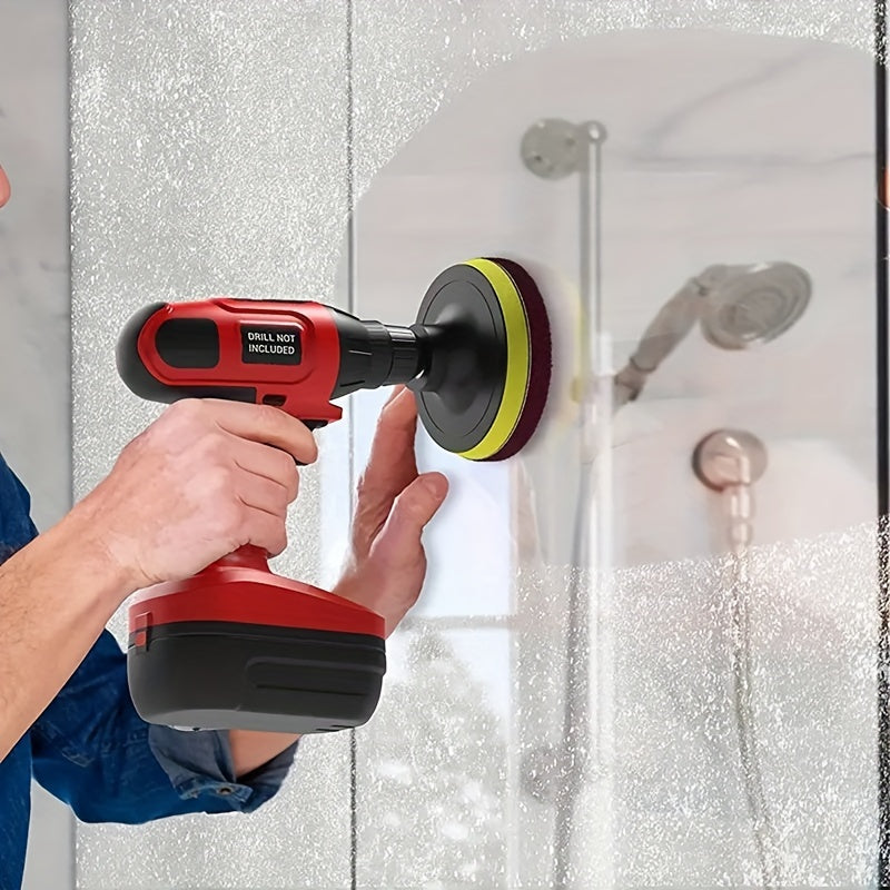 8-Piece Drill Brush Scrubber Set for Tiles Floors Green Red Grits