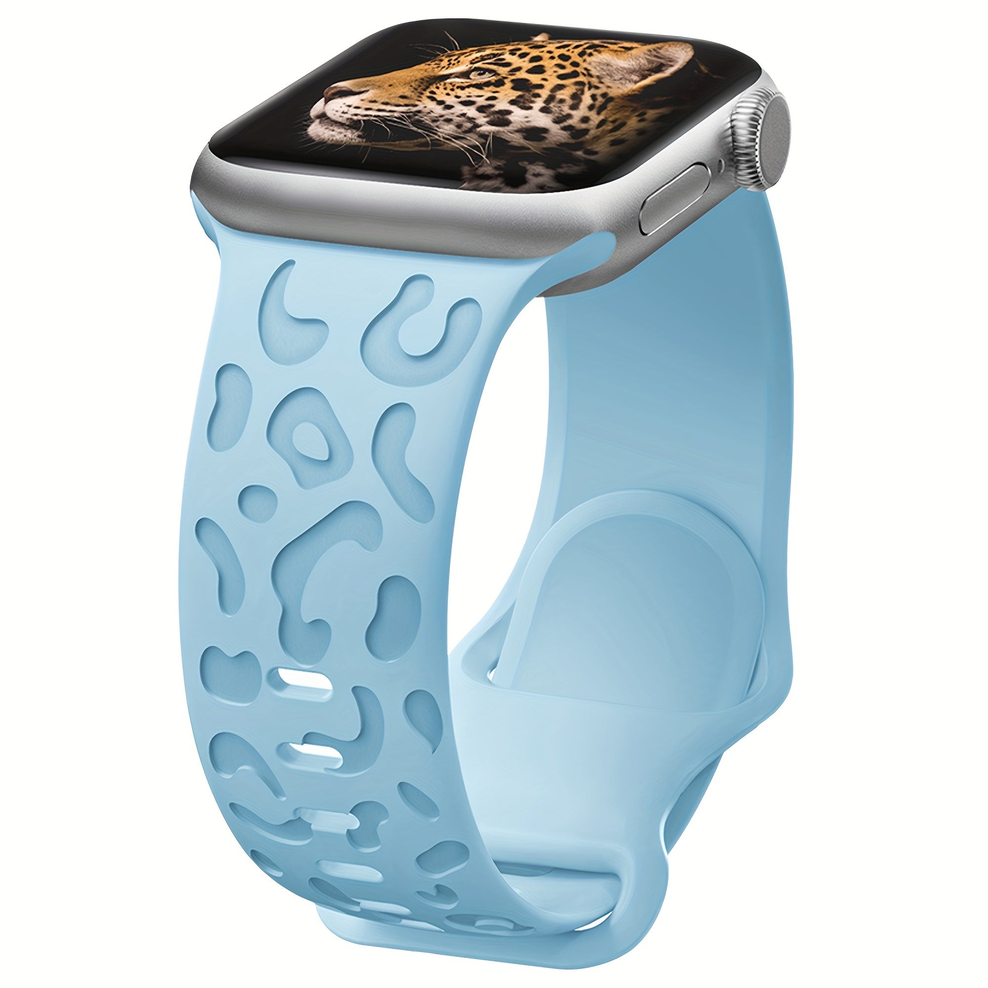Waterproof Silicone Watch Band for IWatch Series 8 7 6 5 4 3 2 SE Leopard Engraved