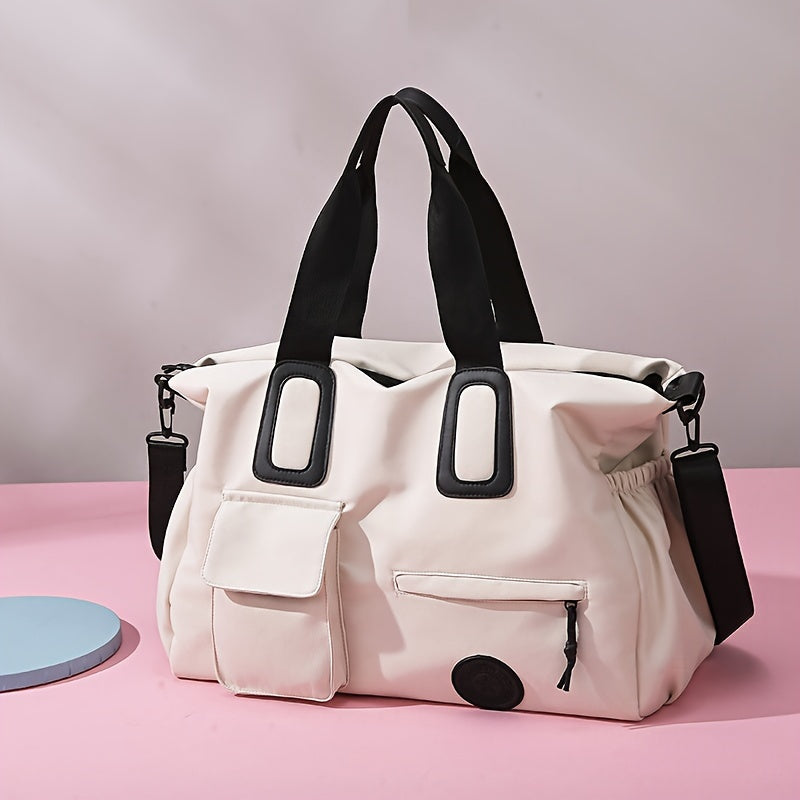 Large Capacity Duffel Bag Oxford Fabric Casual Travel Gym Yoga White Black