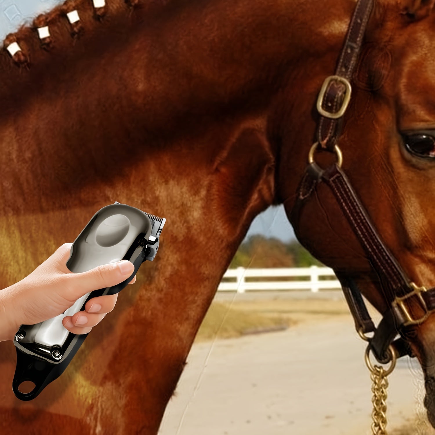 Rechargeable Horse Clippers with Adjustable Blade, Low Noise, LCD Display, 36V Max Voltage