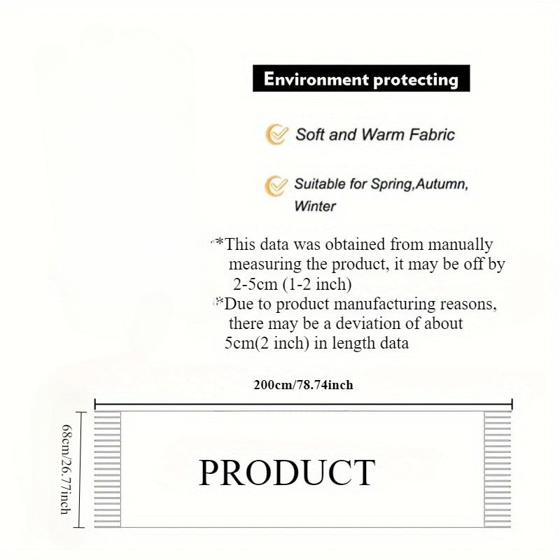 Women's Solid Color Tassel Scarf Imitation Cashmere Cozy Wrap for Year-Round Wear