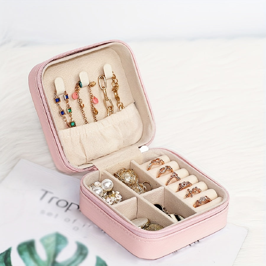 Compact Jewelry Organizer for Travel and Home Storage in White Black Pink