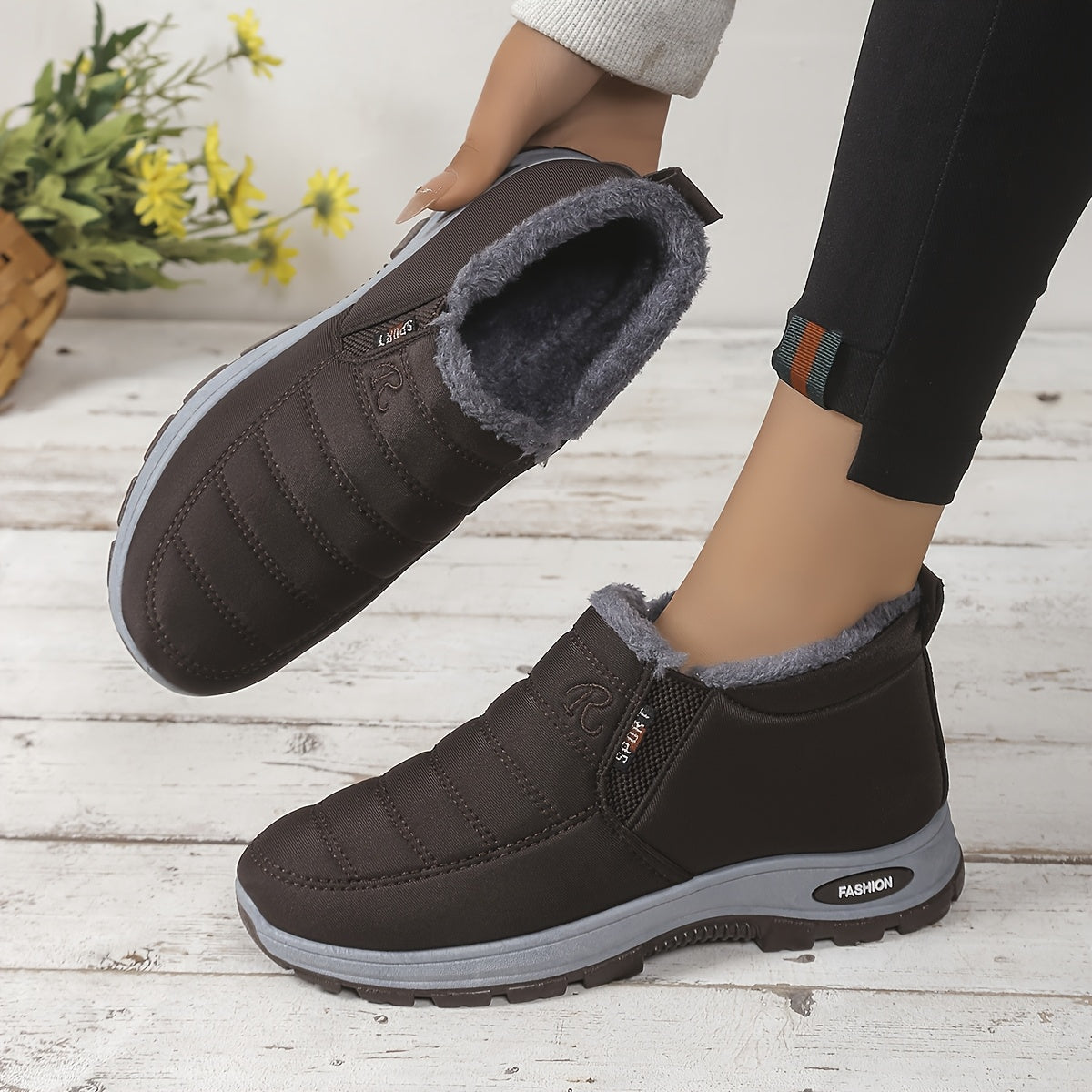 Women's Knit Slip-On Loafers Breathable Winter Indoor Outdoor Cozy Flat Shoes