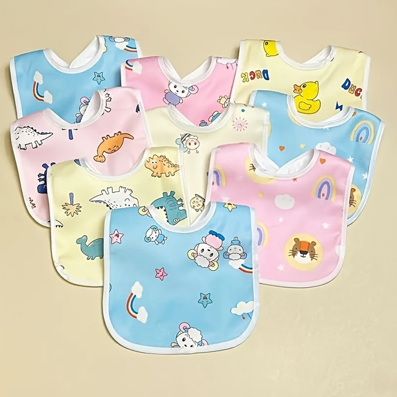 6 Pieces Baby Velvet Waterproof Bibs with Cartoon Designs for Toddlers