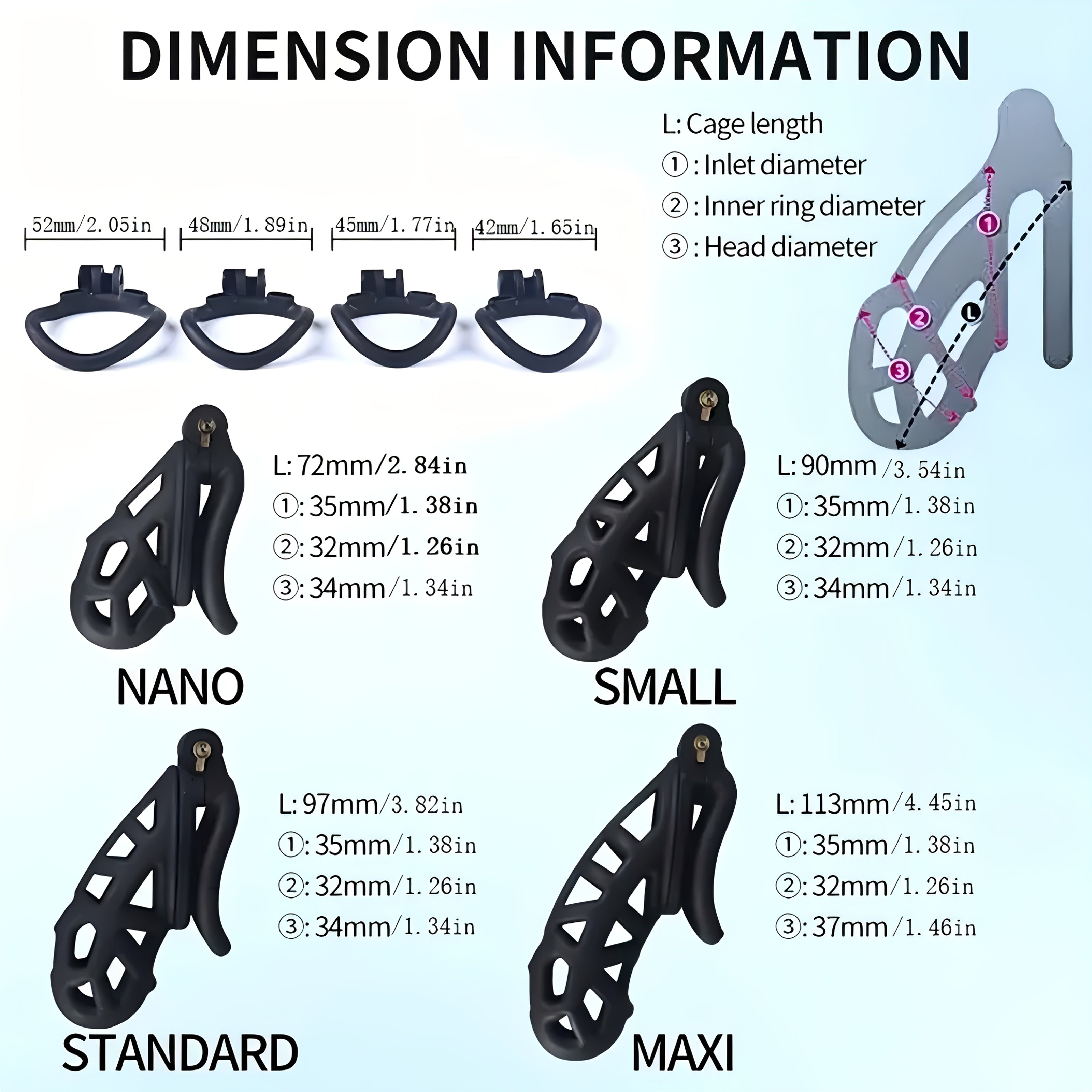 Men Chastity Lock Matte Nylon Resin Lightweight Curved Cage Self-Control