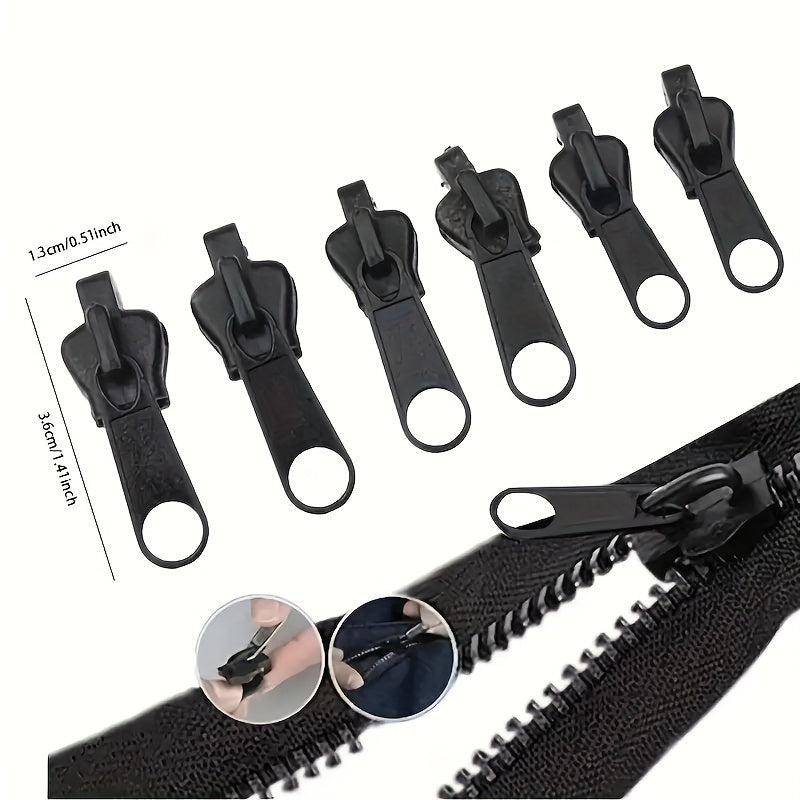Zipper Repair Kit with Polished Metal Finish for Clothing, 6 Pieces