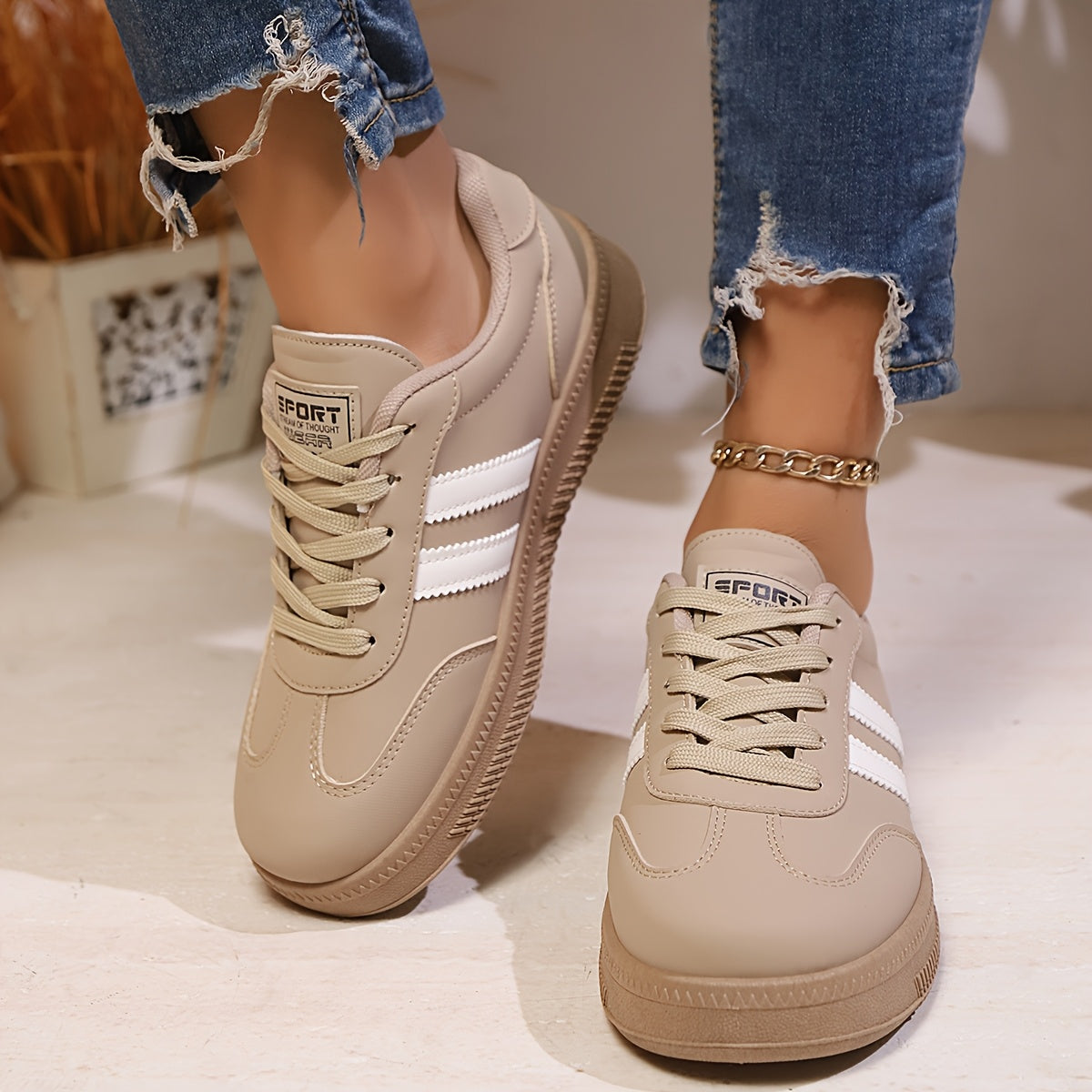 Women's Casual Sneakers Low Top Non-Slip PVC Sole All-Season