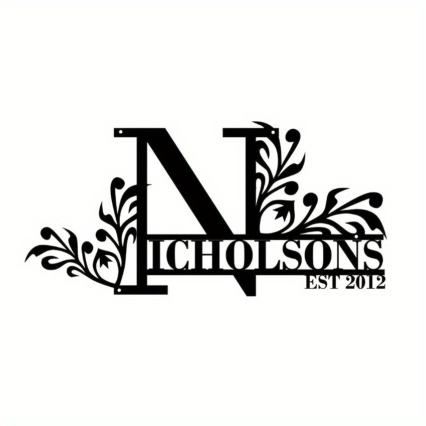 Personalized Metal Family Name Sign Custom Last Name and Date Outdoor Door Hanger