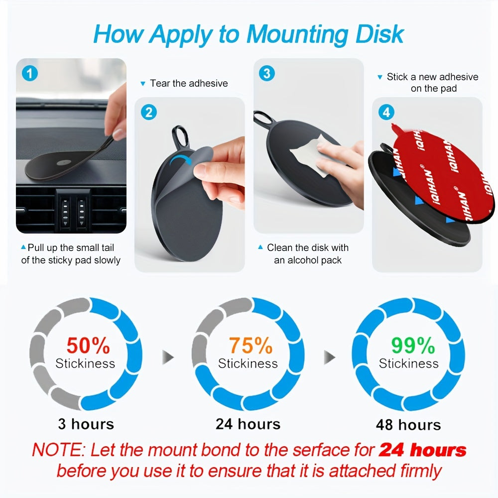 Комплект из 4 круглых клейких самоклеящихся подушечек для крепления на приборную панель автомобиля, 70 мм, термостойкие самоклеящиеся наклейки