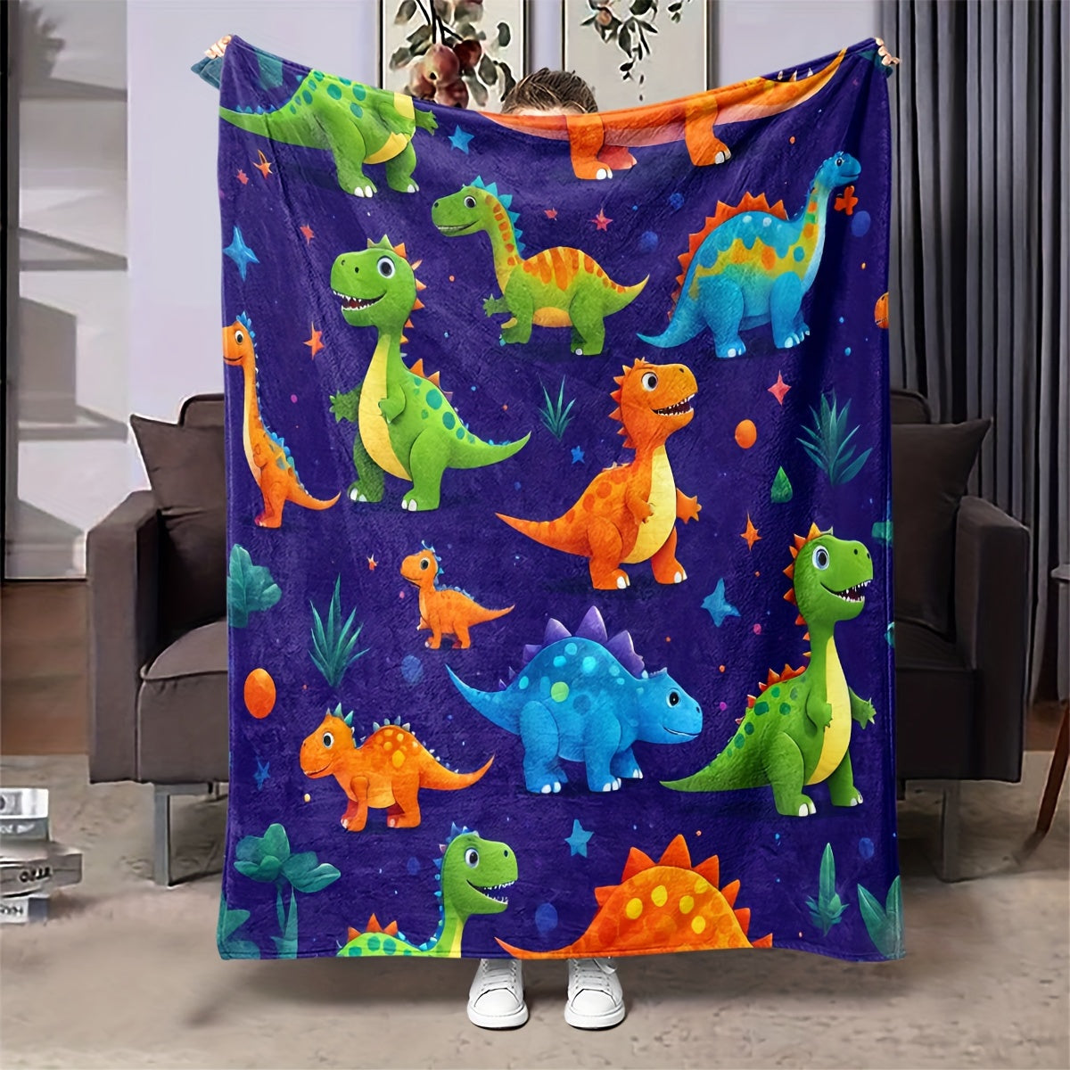 Dinosaur Fleece Blanket Cozy All-Season Warmth for Kids and Adults