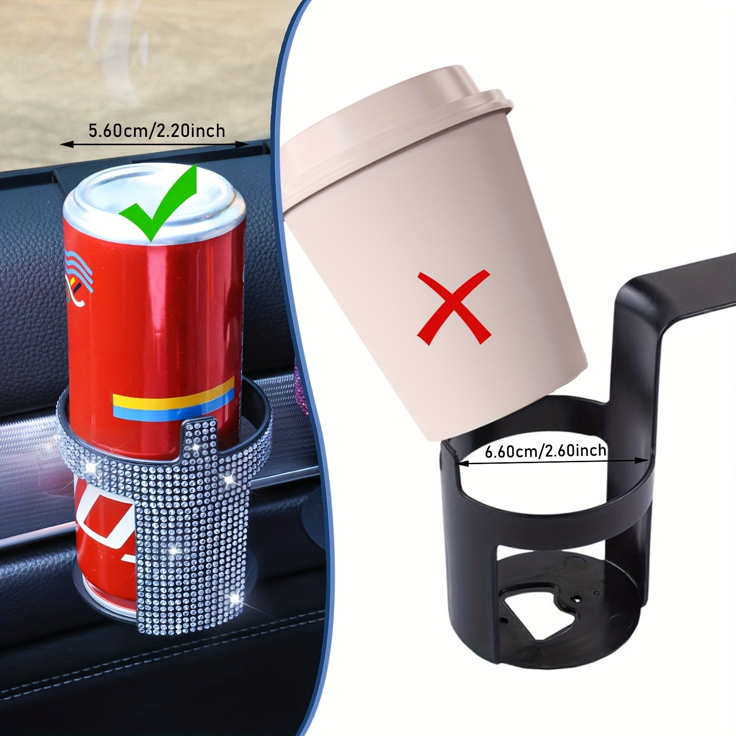 Universal Rhinestone Car Cup Holder for Beverage Cans and Cups