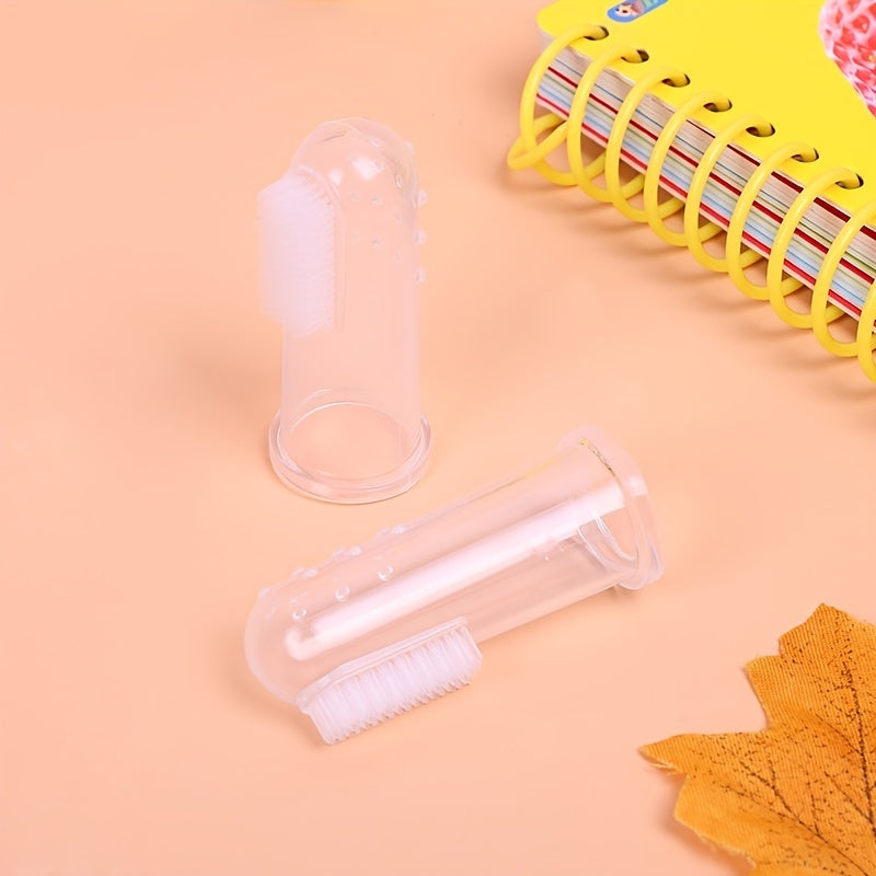 Silicone Baby Finger Toothbrush for Infants and Toddlers with Thumb Cover and Tongue Cleaner