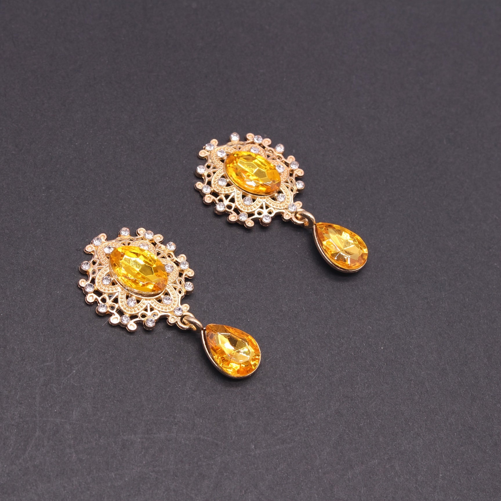 10Pcs Hair Ornaments Set Green Gemstone Water Drop Alloy Clips for DIY Jewelry