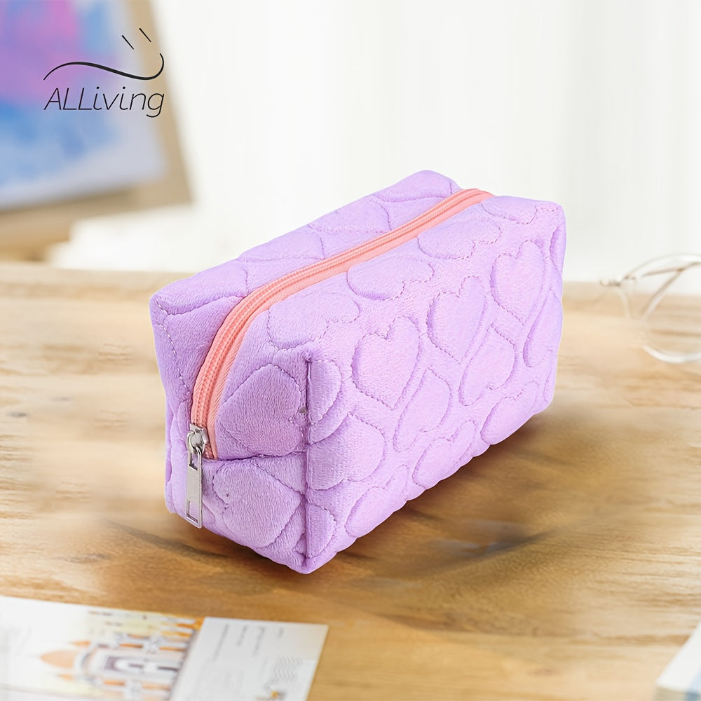 Cute Love Plush Pencil Case for School and Daily Use with Storage Compartments