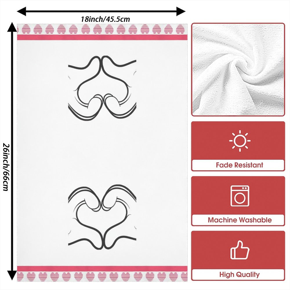 Toallas con corazones para el Día de San Valentín 45x66cm Rosa Blanco Cuadrícula Rápido Secado Lavable a máquina