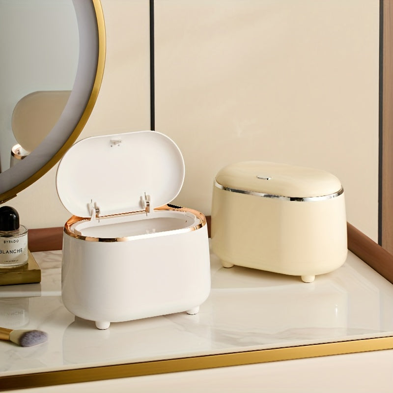Mini Desktop Trash Can with Lid for Office and Home Use Small Waste Bin for Living Room Kitchen Bathroom Bedroom