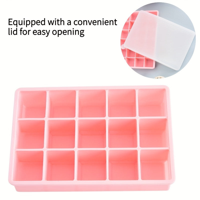 Silicone Ice Cube Tray Mold with Lid 15/24 Square Grids BPA-Free