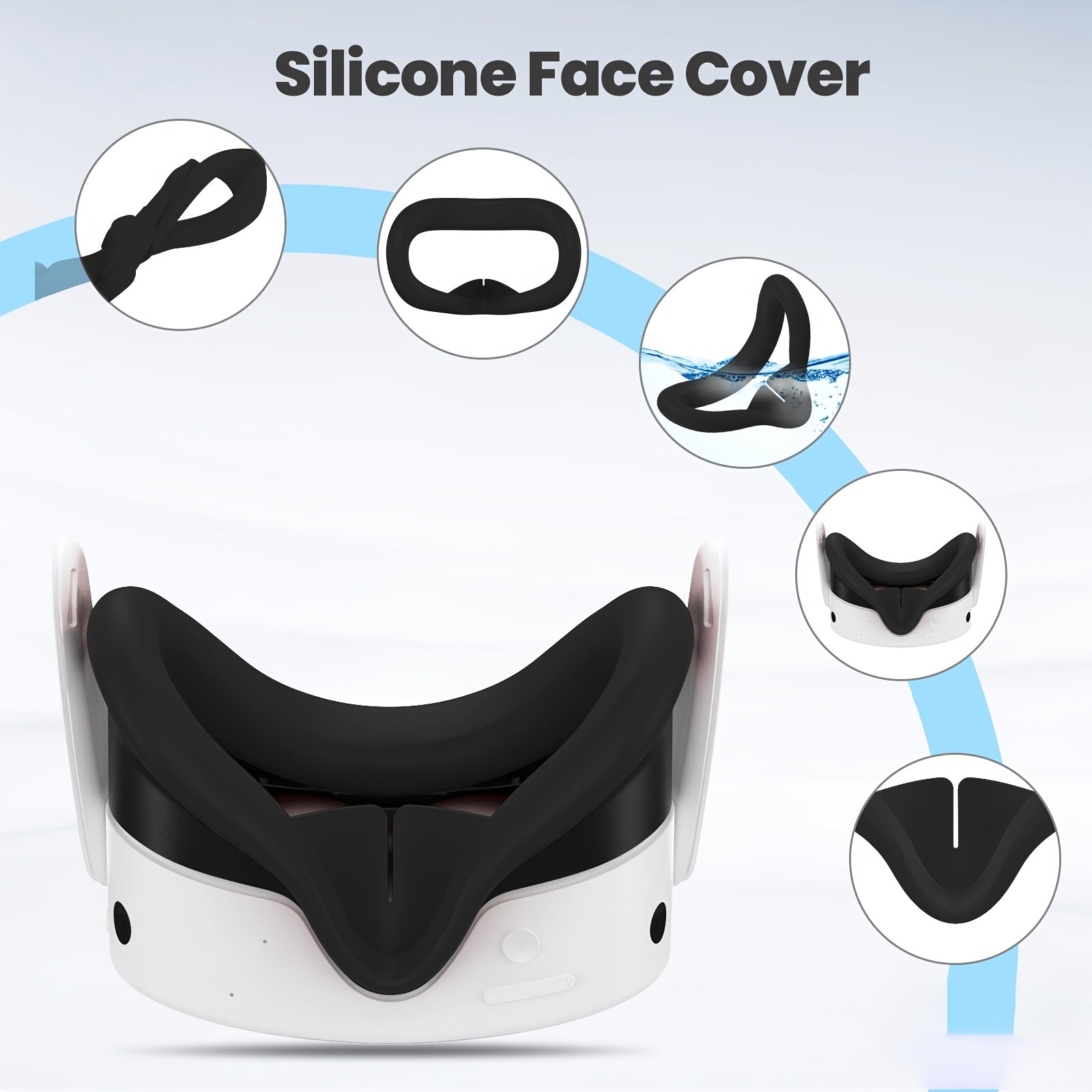 Silicone VR Headset and Controller Protection Set for Meta Quest 3S with Face and Eye Pads