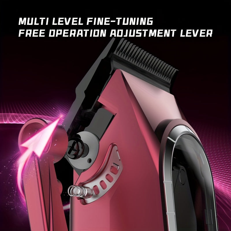 KEMEI Pink Hair Clipper DLC Blade bilan - Erkaklar uchun kuchli elektr trimmer, uzoq batareya muddati, USB bilan zaryadlash mumkin, LED displey, taroq, qaychi va tozalash asboblari bilan birga, zamonaviy dizayn uchun