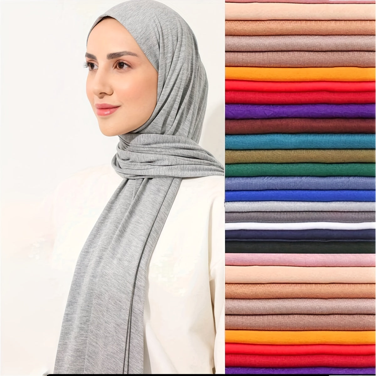 Windproof Sunscreen Shawl for Women Soft Breathable Muslim Hijab Solid Color