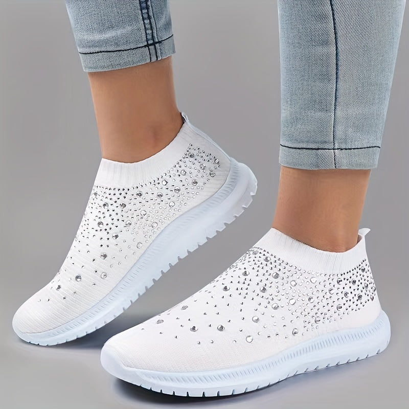 Women's Solid Color Round Toe Slip-On Casual Sneakers All-Season Fabric