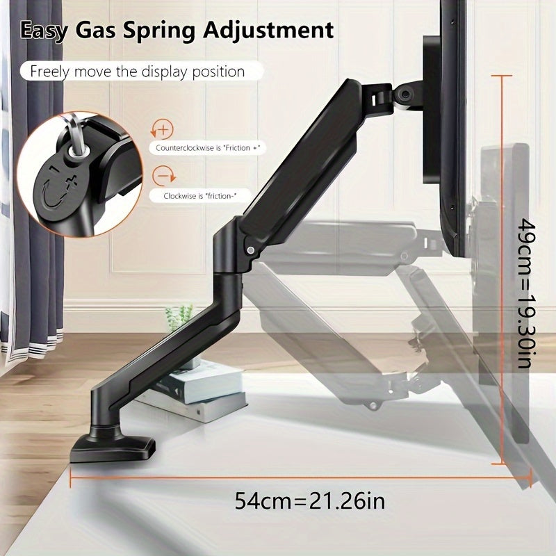 Soporte de montaje para monitor con resorte de gas de aleación de aluminio para pantallas de 33.02-81.28 cm