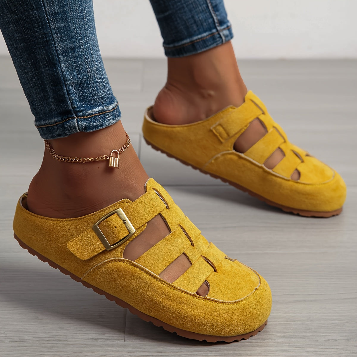 Women's Slip-On Mule Sandals Breathable Fabric Open-Toe Casual Summer