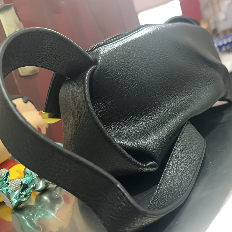 Women’s PU Leather Crossbody Bag with Zipper Closure in Black White Coffee