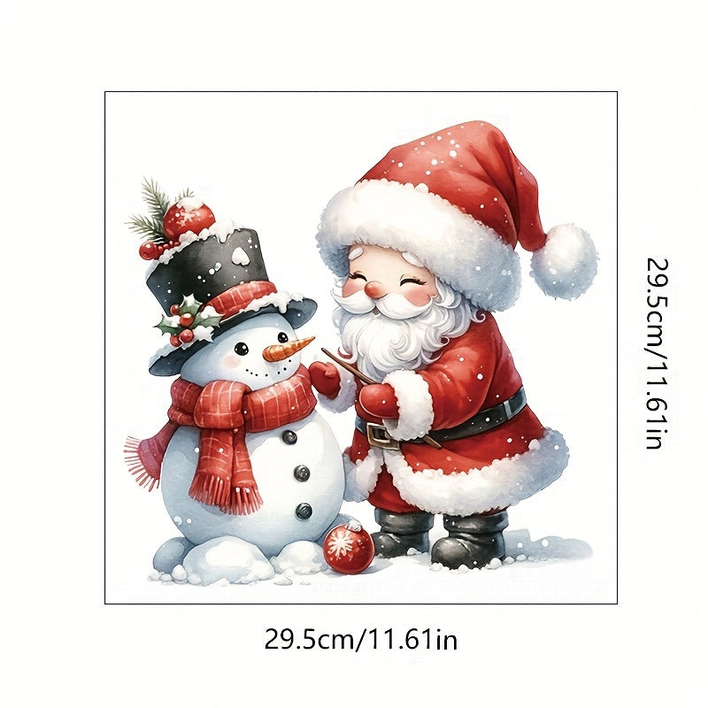 Adhesivo de pared festivo de Navidad Santa y muñeco de nieve decoración navideña