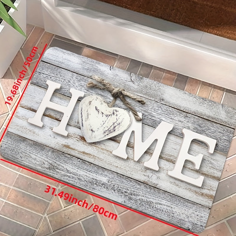 Коврик с рисунком из дерева и английскими буквами — уютный, пригодный для машинной стирки коврик для прихожей, гостиной, спальни — акцент в деревенском стиле, изготовлен из 100% полиэстера, прямоугольной формы