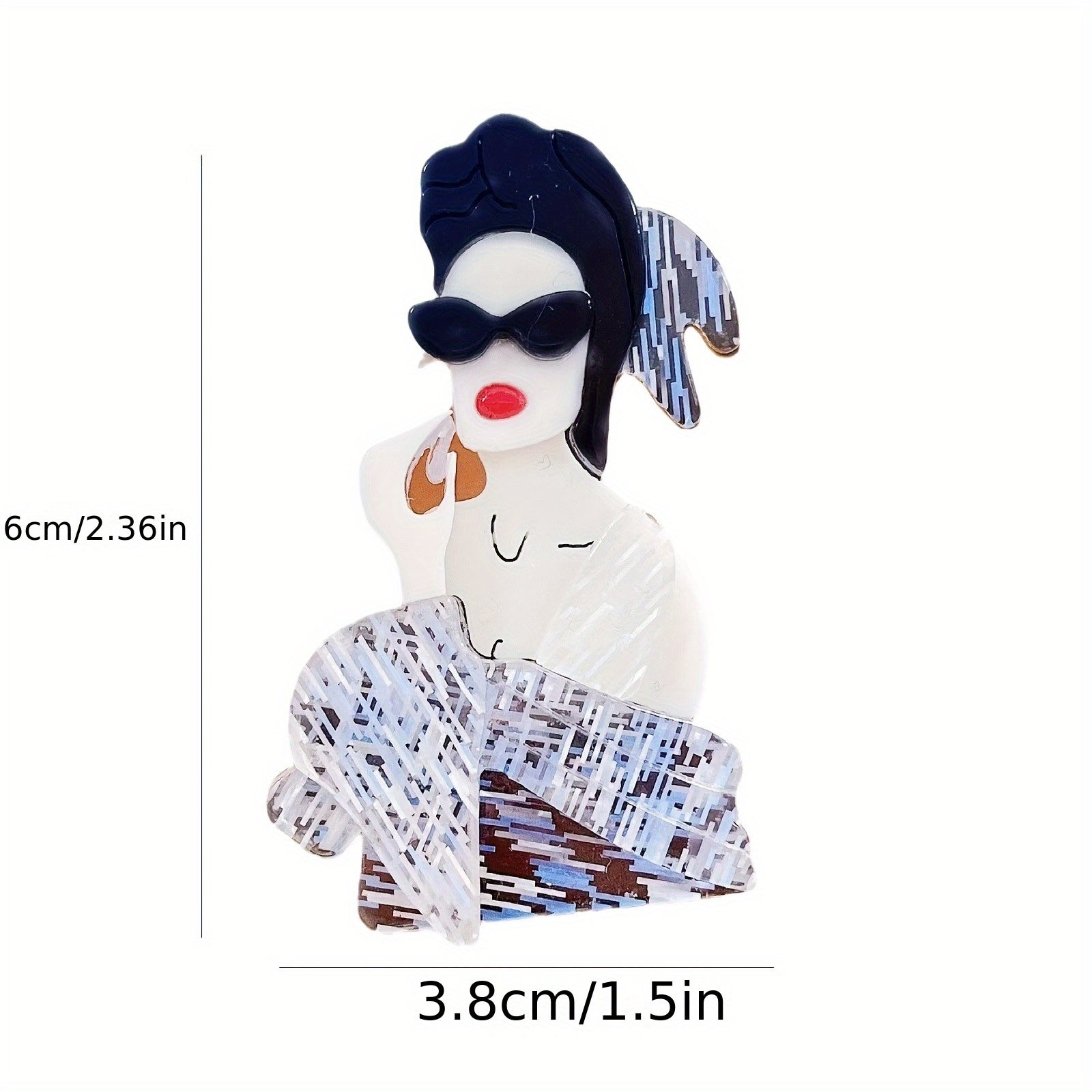 Women's Brooch Two-Tone Acrylic Dress Pin Irregular Shape Fashion Accessory