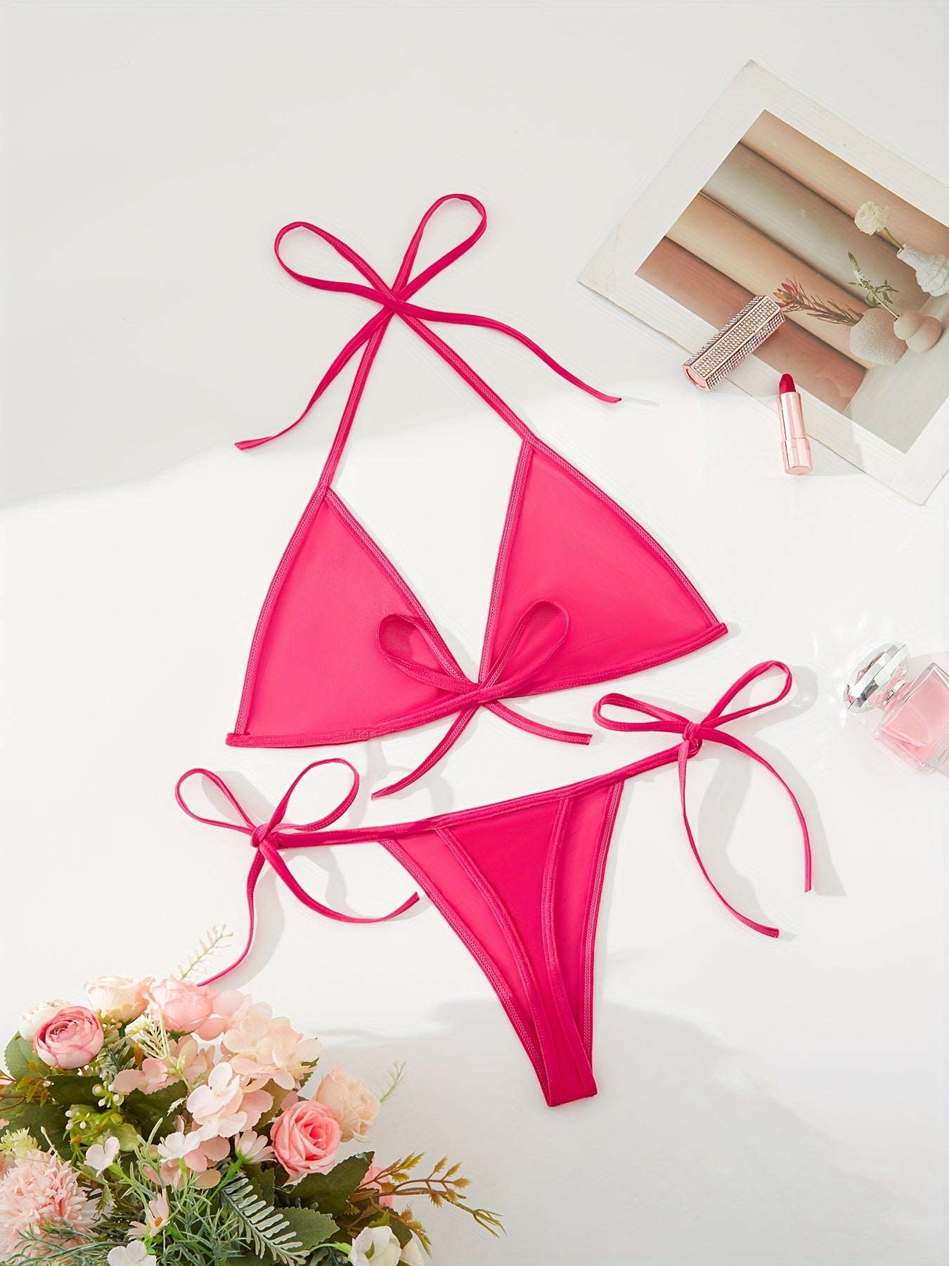 Women's Lace Satin Lingerie Set for Romantic Occasions