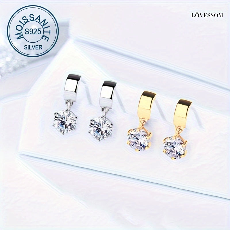 Серебряные серьги-гвоздики для мужчин и женщин с Moissanite 1 карат