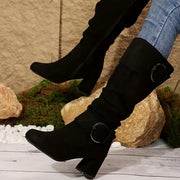 Women's Knee-High Boots Faux Leather Chunky Heel Casual Winter