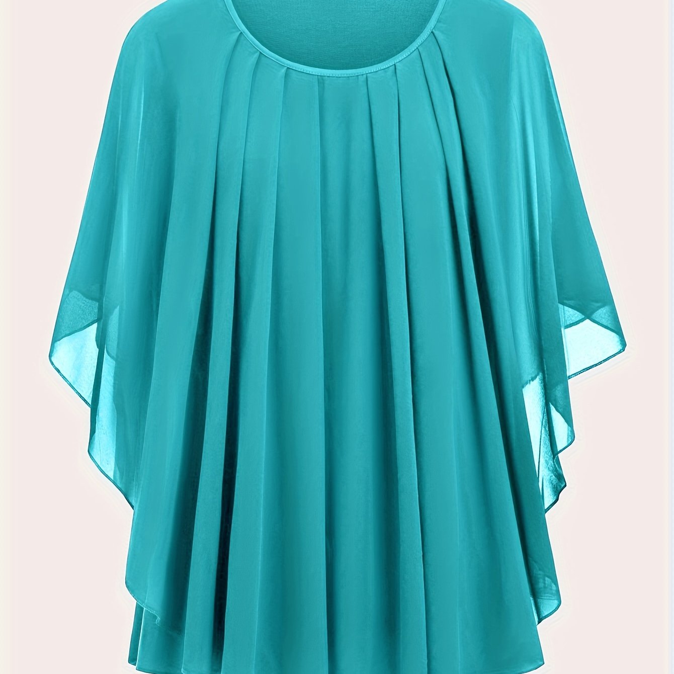 Блузка с рукавами-кимоно и сборками большого размера с круглым вырезом для весны