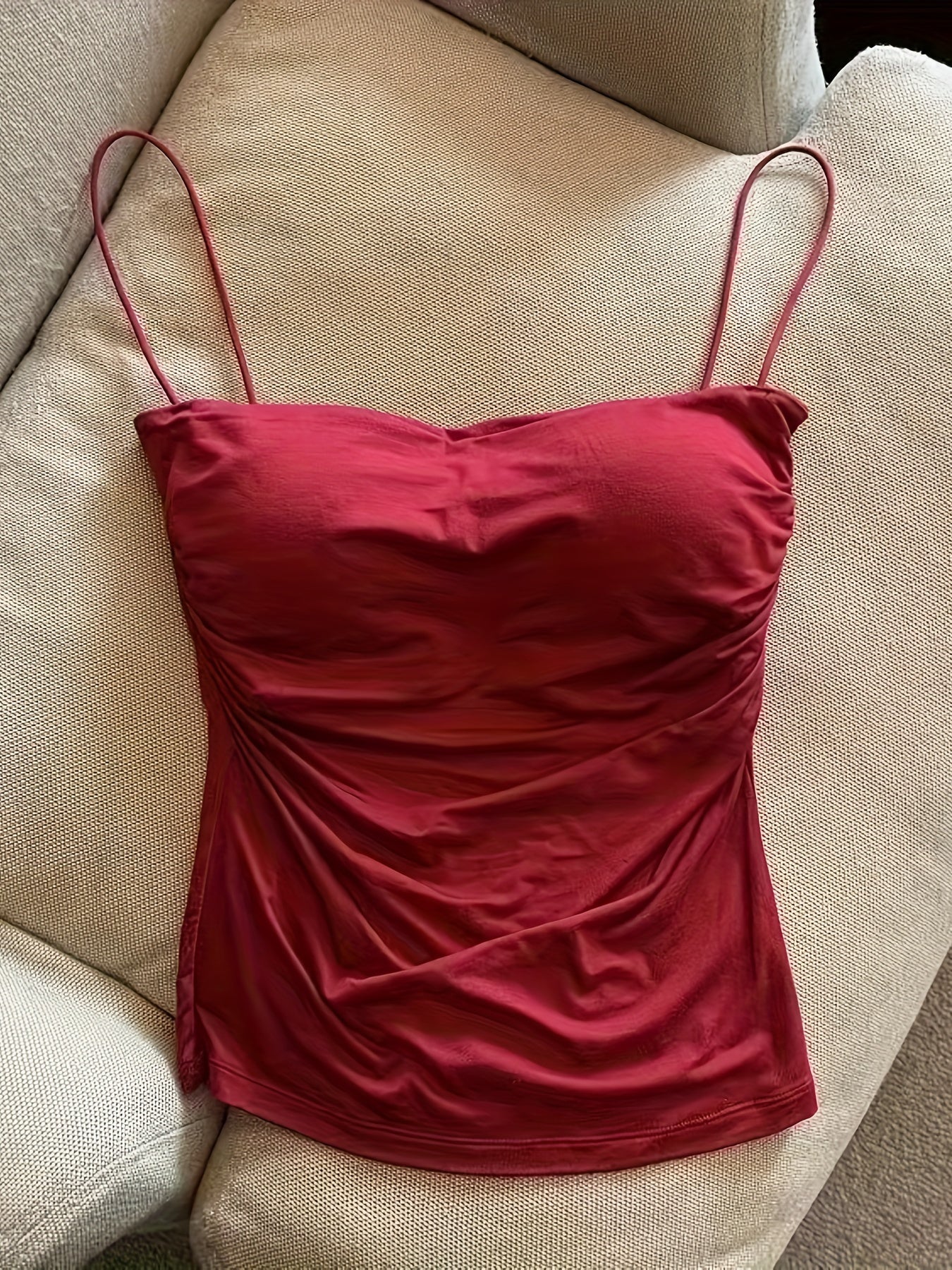 Women’s All-Season Polyester Camisoles with Frill Detail and Strapless Collar