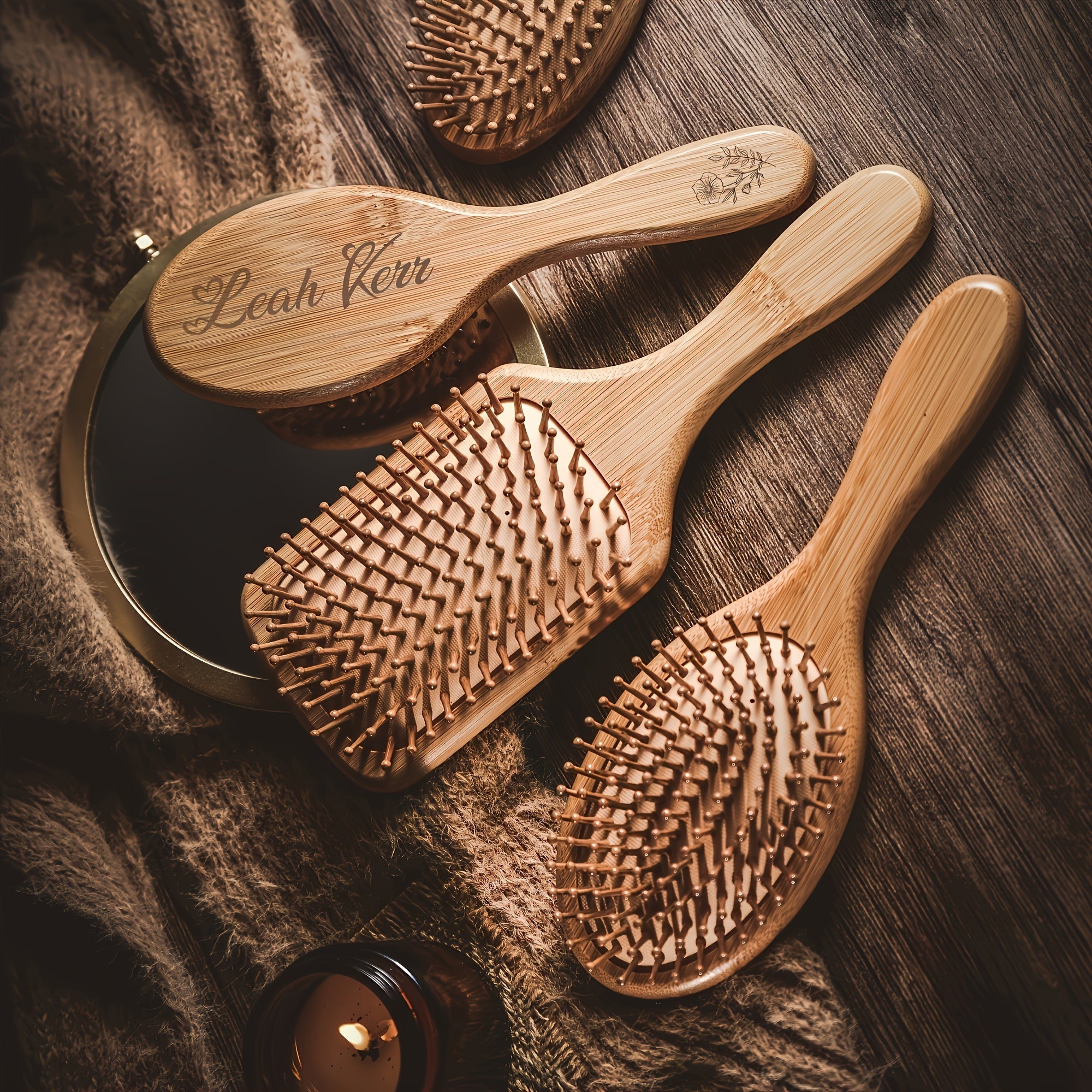 Cepillo de pelo de madera personalizado para niñas con nombre grabado, regalo artesanal