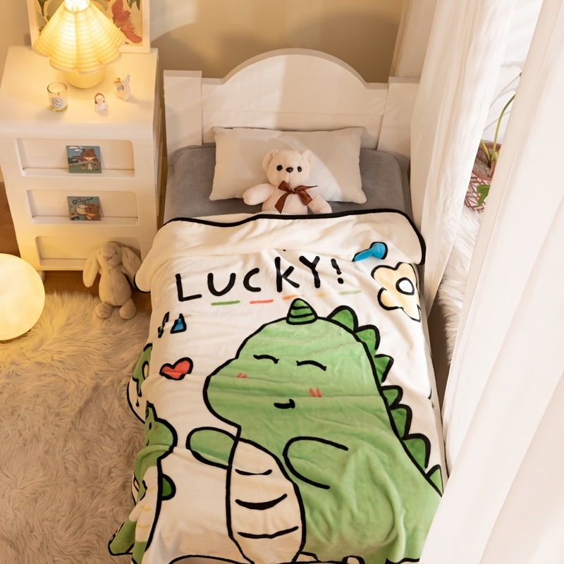 Kids Dinosaur Printed Flannel Blanket 100x140cm Plush Stroller Bedtime Gift