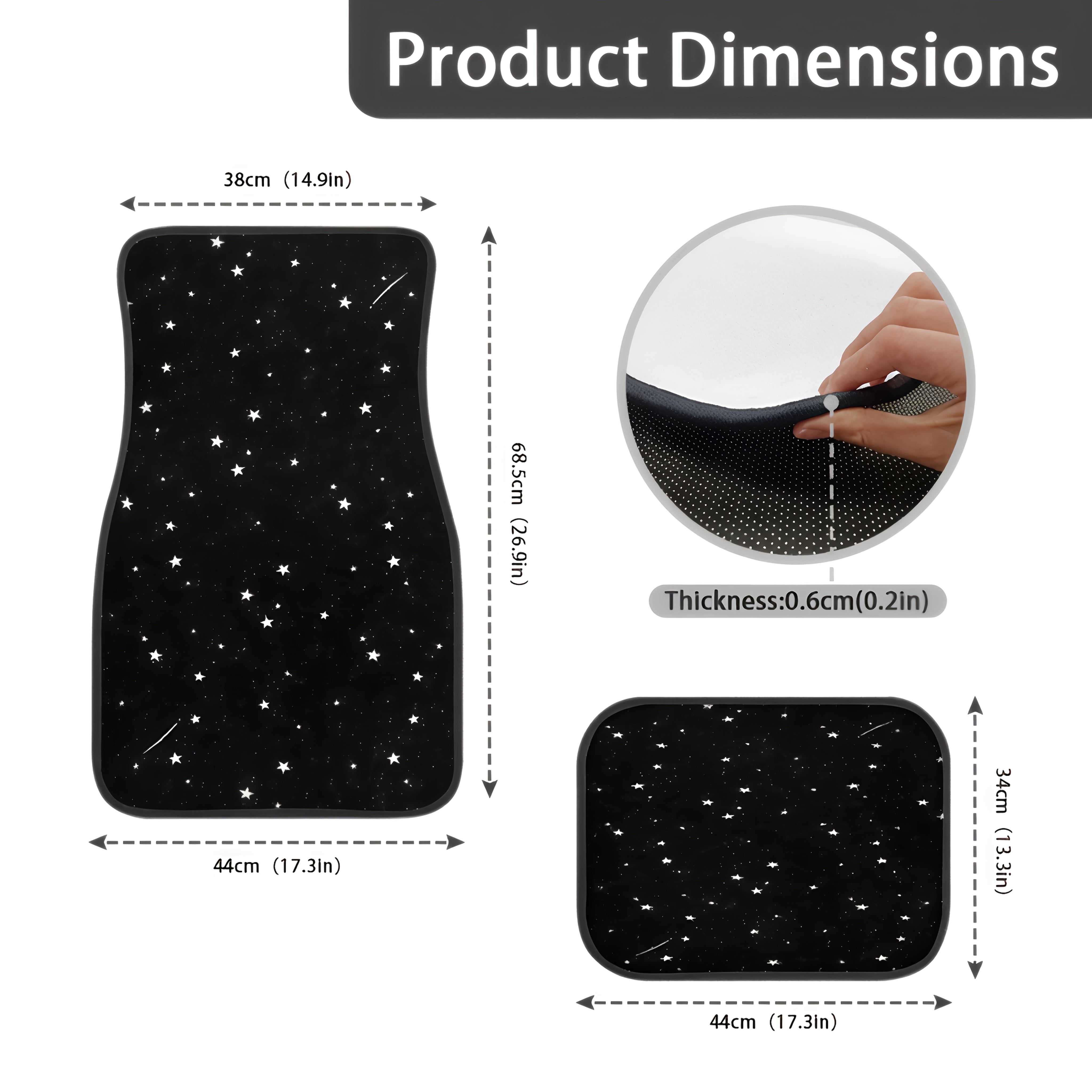 Black Night Starry Pattern Car Floor Mats Set Non-Slip Absorbent for Sedan SUV
