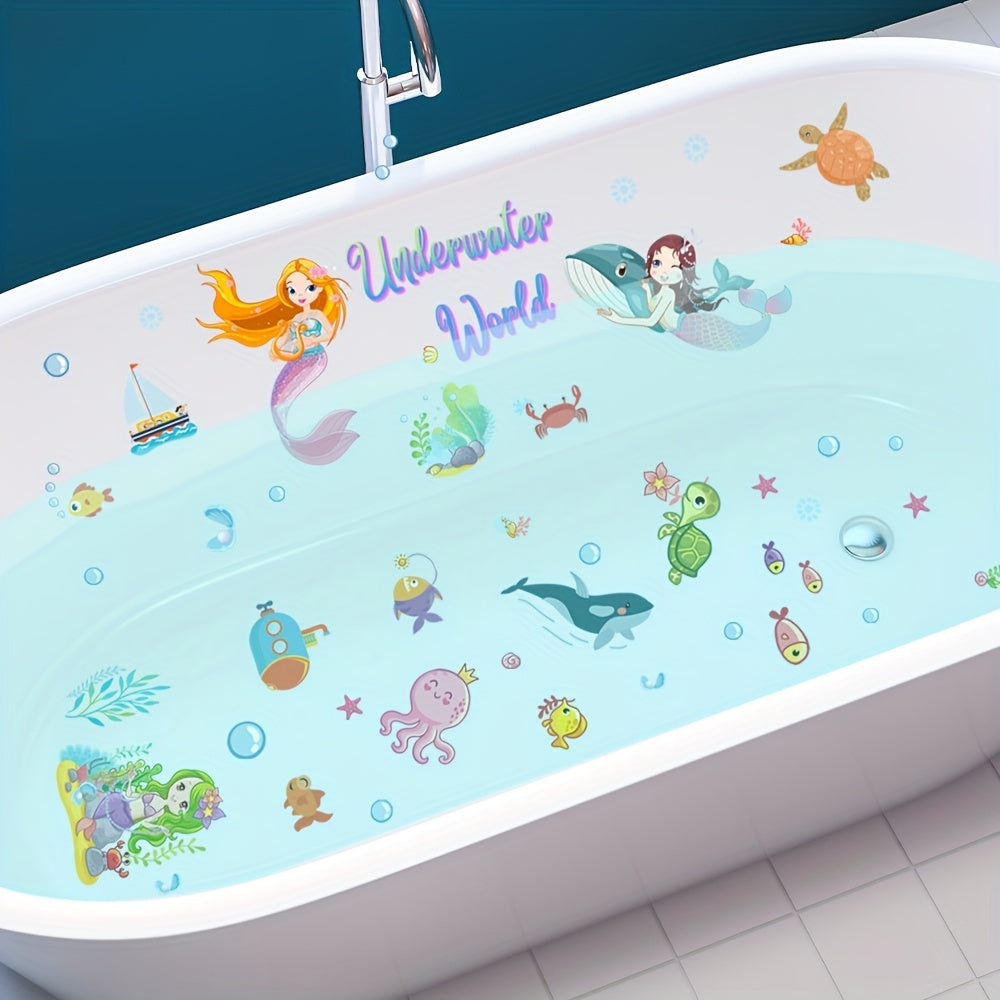 6 Anti-Slip Bathtub Stickers for Kids Mermaid and Ocean Theme Safe Bathing