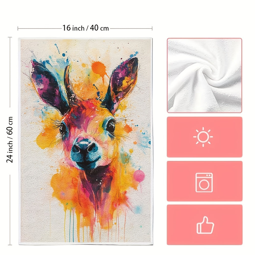 Set of 2 Vibrant Giraffe Kitchen Towels, Ultra Soft, Highly Absorbent, 16x24 Inches