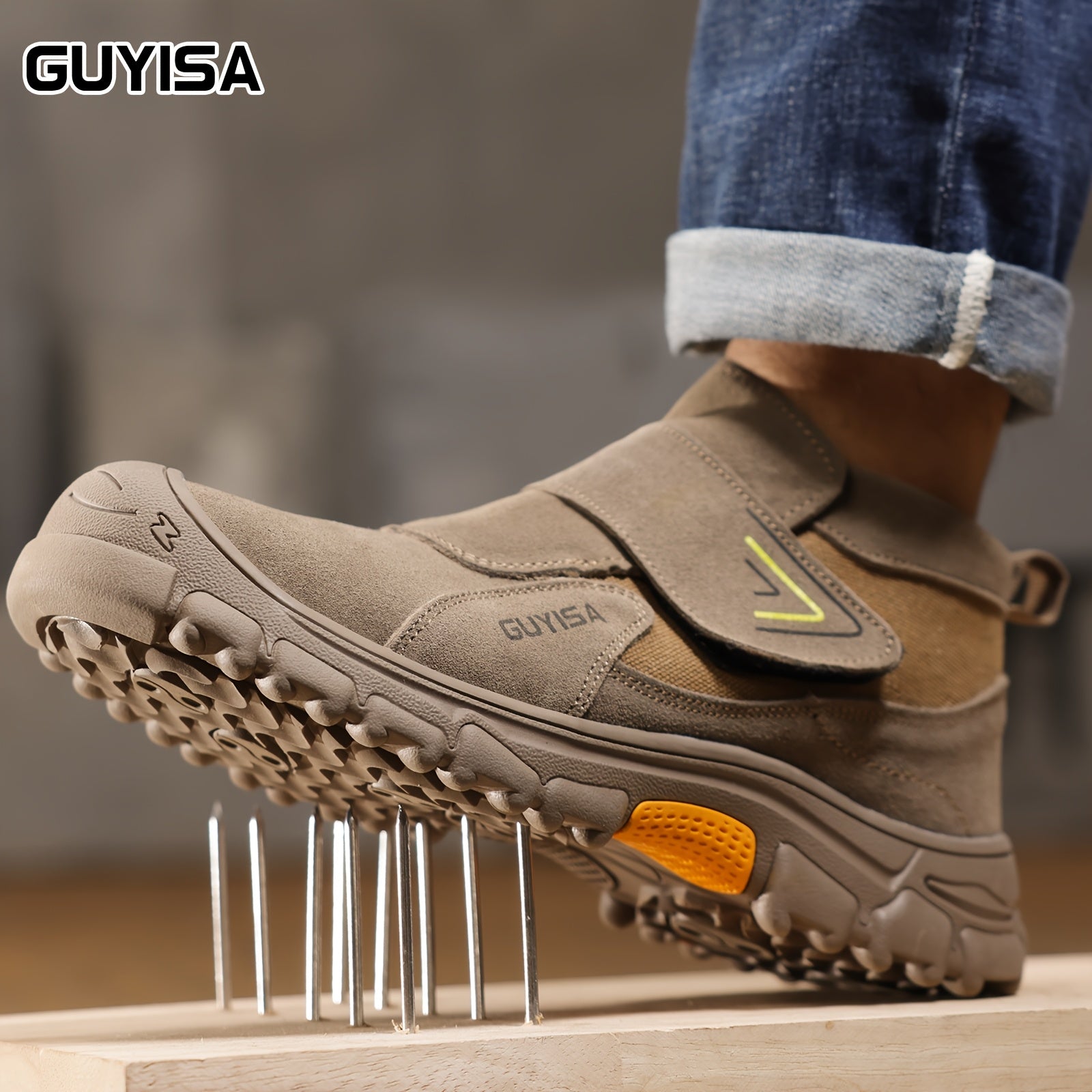 Men's Safety Work Shoes Steel Toe Round Toe Mid-Top All-Season Fire Retardant Anti-Slip Rubber Sole