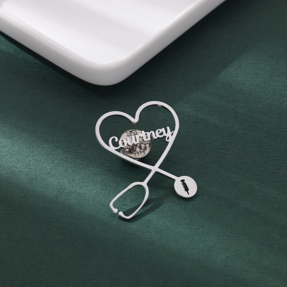 Stainless Steel Stethoscope Brooch with Pet and Heart Wings for Men Women Gift