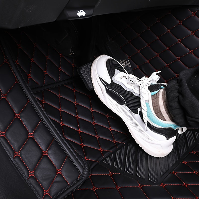 All-Weather PU Leather Car Floor Mats Set for Sedan Black Rear Front