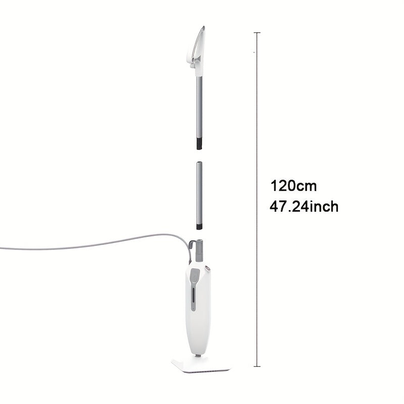 Mopa de vapor de alta temperatura blanca y roja con mango ajustable, limpiador de suelos multifuncional