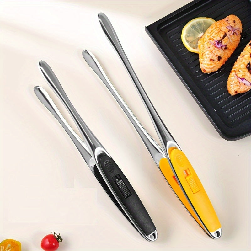 Stainless Steel BBQ Tongs, High-Temperature Resistant, Food-Safe Grilling Tool