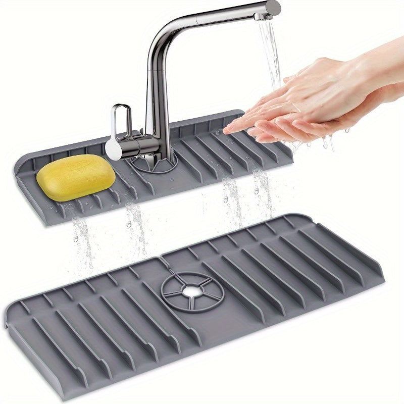 Silicone Sink Faucet Drip Tray Waterproof Tilt Design for Kitchen Bathroom Bar